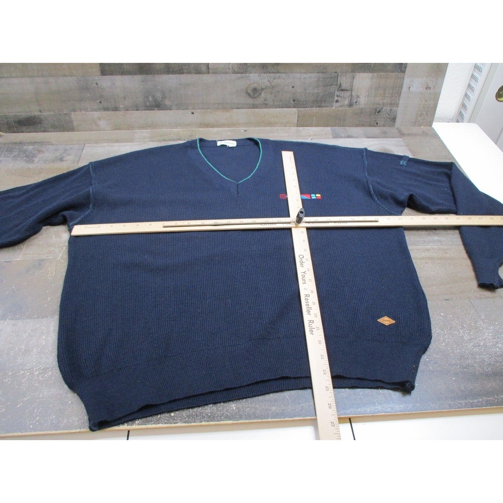 Vintage Burton Sweater Mens XL Size 54 Navy Blue V Neck Nautical Made in Italy - Picture 8 of 13